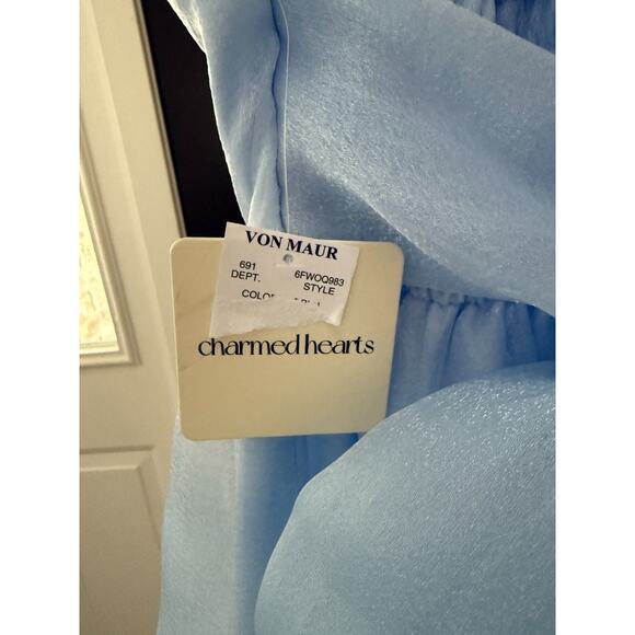 Charmed Hearts Light Blue Shimmer Bow Mini Dress Size Med - Picture 5 of 6